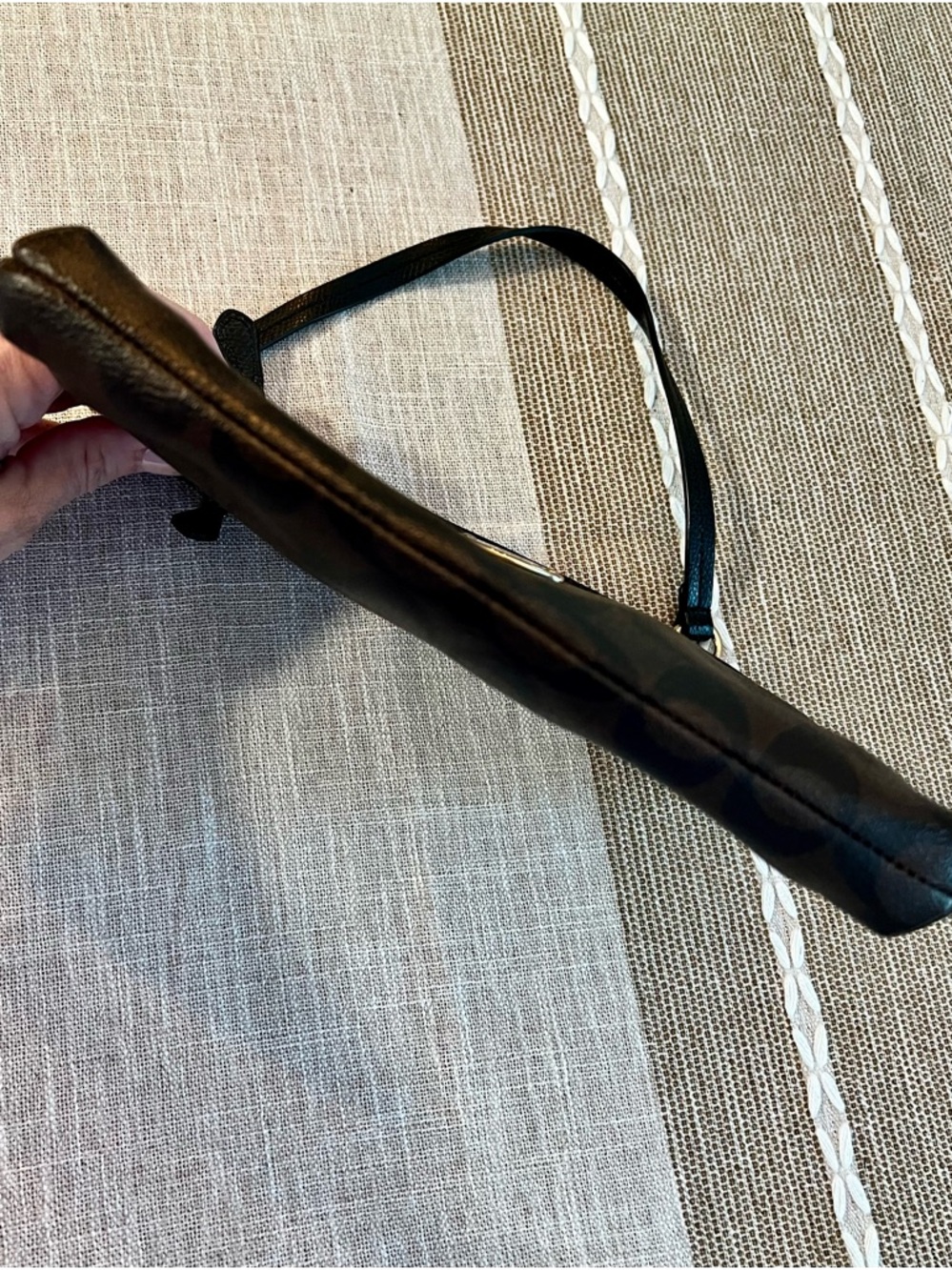 🤎Coach Brown/Black Signature Wristlet + Matching Leather Zip Pouch - Picture 5 of 11